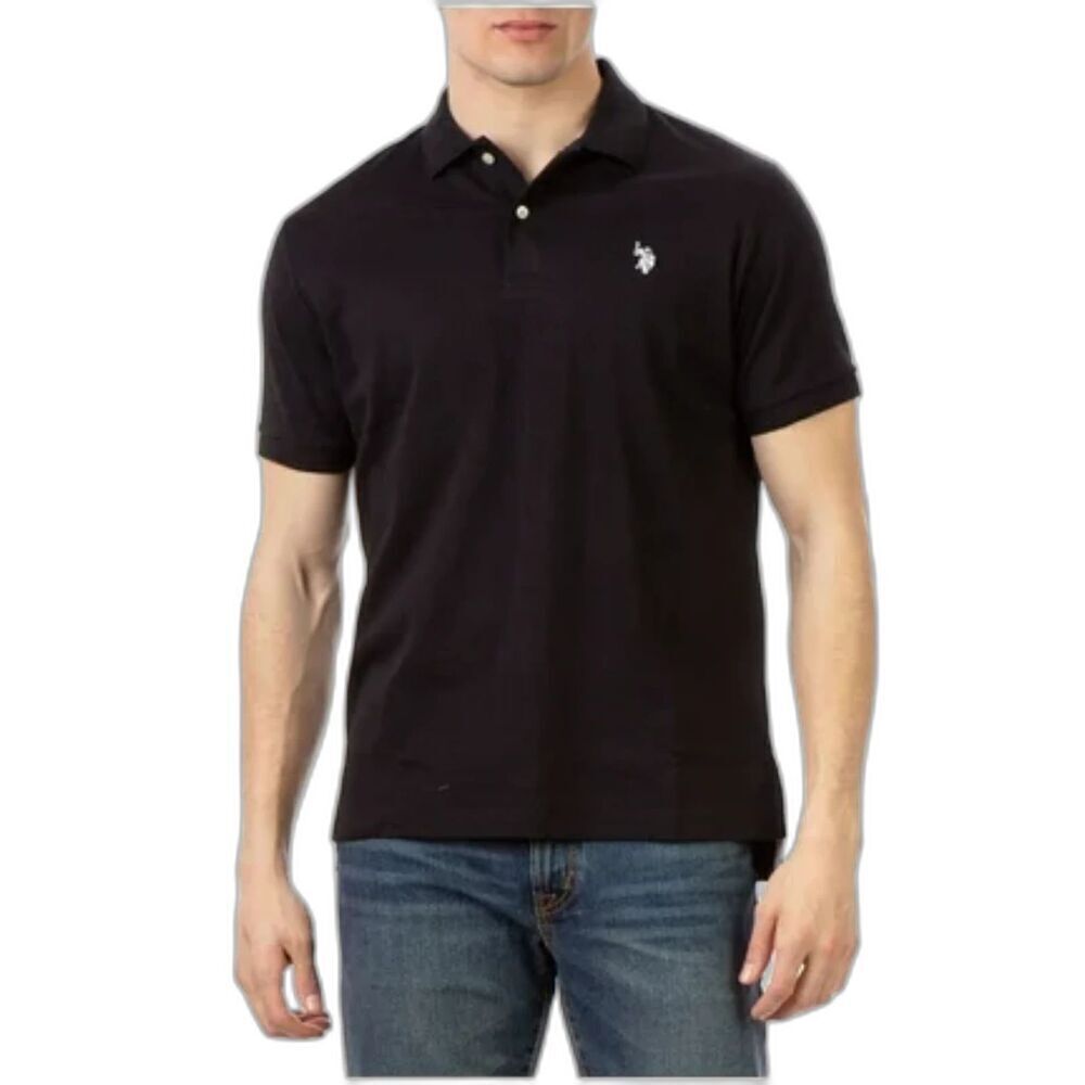 US Polo Assn Mens Black Polo Shirt Short Sleeve